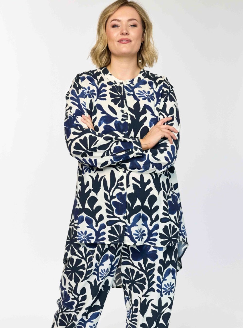 Gozzip - Agnes Skjorte Bluse, Råhvid/Blå