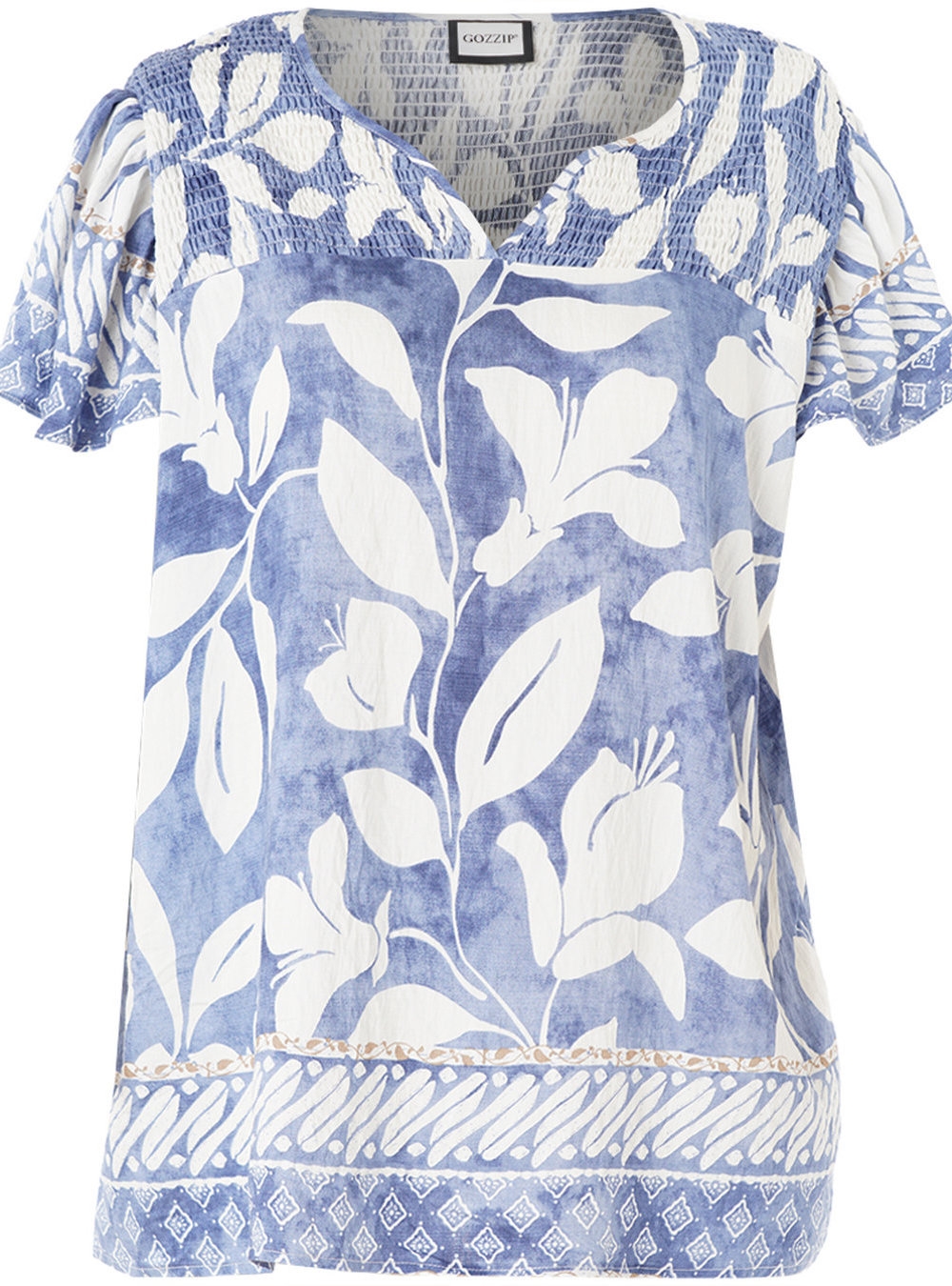 Gozzip - Juliana Bluse, Blå/off-white