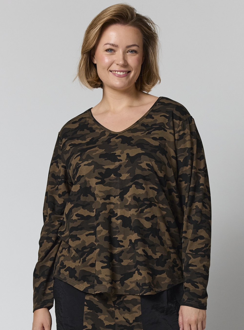 Gozzip - Gitte t-shirt med lange ærmer, Camouflage