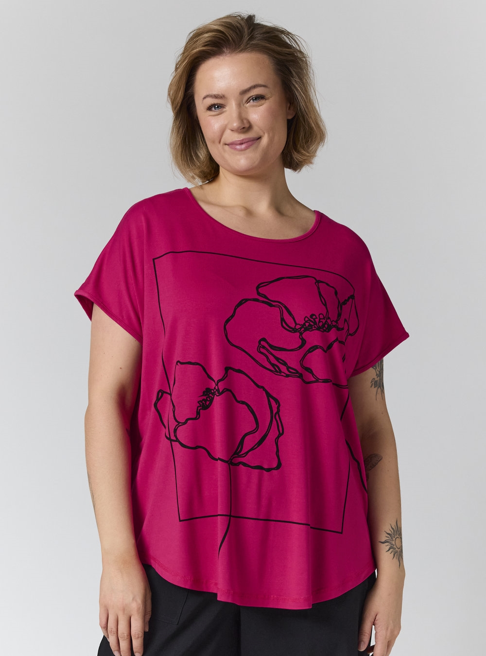 Gozzip - Gitte T-shirt med Print, Pink