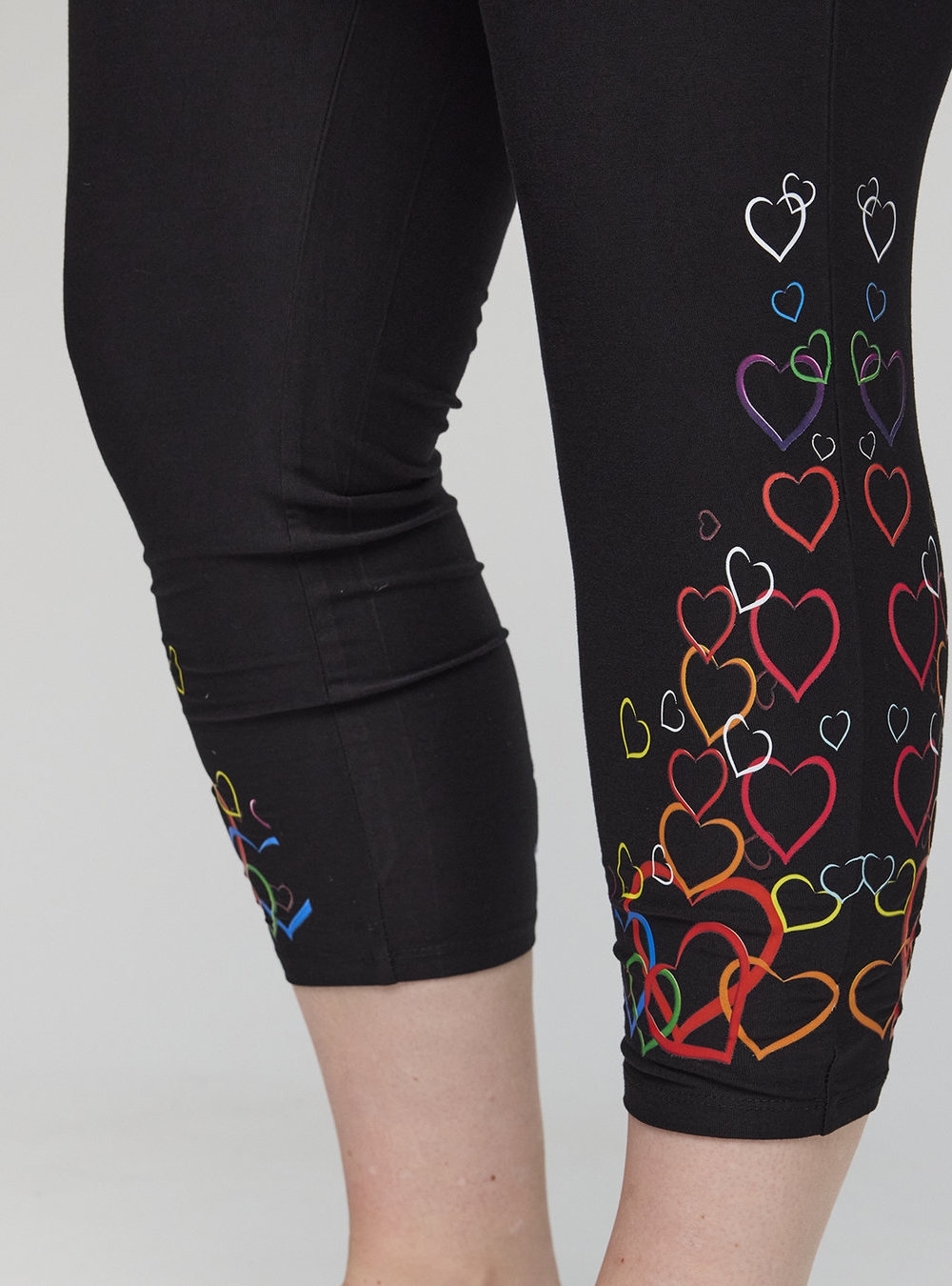 Studio - Irene Capri Leggings, Sort m/Hjerter