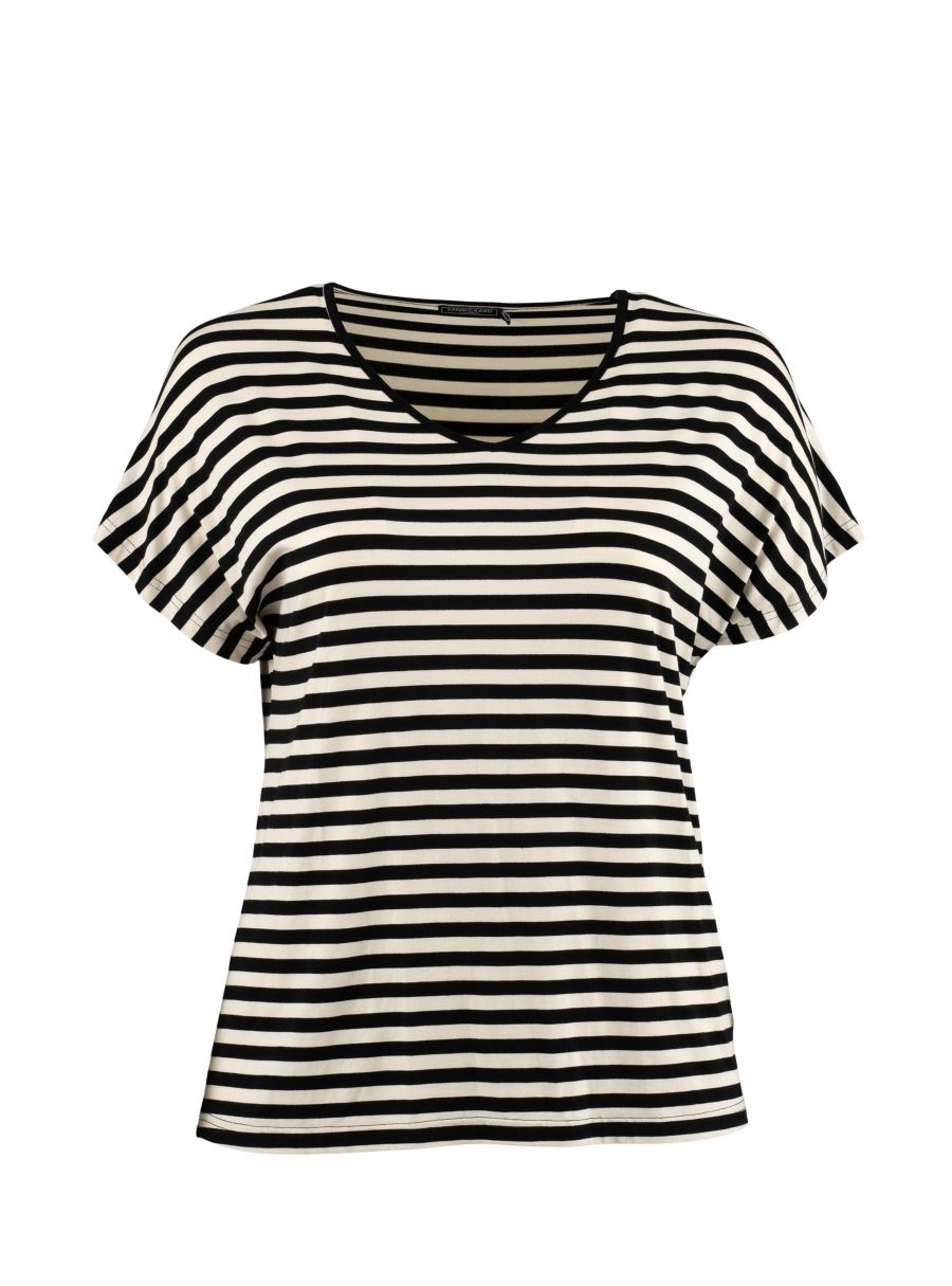 Sandgaard - Amsterdam T-shirt med Kort Ærme, Sort/Råhvid