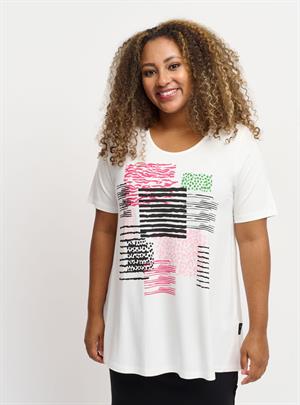 Pont Neuf - Herta T-shirt, Hvid med Print, L-46